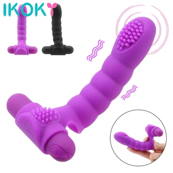 IKOKY 10 Režimy Výkonné Vibrácie Vaginálne Stimulátor Klitorisu Sexuálne Hračky Pre Ženy Prst Rukáv Vibrátor Žena Masturbator