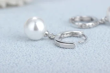 Čistý 925 sterling silver módne pearl crystal dámske stud náušnice šperky ženy svadobný dar Anti alergie