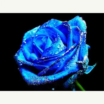 Cross Stitch Auta DIY Diamond Výšivky Modrá ruža Plné Námestie/round-Diamond Maľovanie Mozaiky Domova