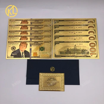 10pcs/veľa Donald Trump AMERICKÝ Dolár Zlato, Bankovky Nastaviť 24k Zlatom 1000 USD Bankovky Zlatej Fólie Bill