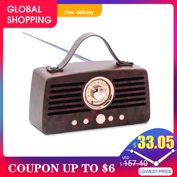 Rádio NR4013 Retro Stroj Bezdrôtové Bluetooth Reproduktor, Subwoofer, Prenosné Prenosné Basy póry Dreva Reproduktorov MP3