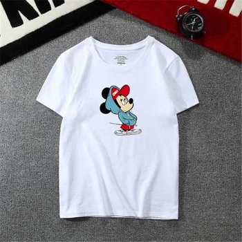 Disney Lete pánske T-shirt Mickey Karikatúra Tlače O-Krku Pulóver Harajuku Streetwear Krátke Sleeve Tee Topy Príležitostné Voľné Oblečenie