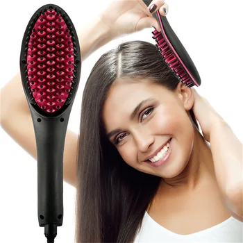 Ceramic Hair Straightener Kefa Rýchle Narovnanie vlasov Elektrická Špirála Ploché Železo LCD Displej Digitálne Kúrenie vlasov Kefa Darček 906