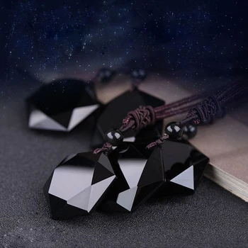 Dropshipping Čierna Obsidián Hexagram Náhrdelník Obsidian Hviezda RongDe Prívesok, Šťastie, Lásku, Prírodný Kameň Ženy Muži Pár Náhrdelník