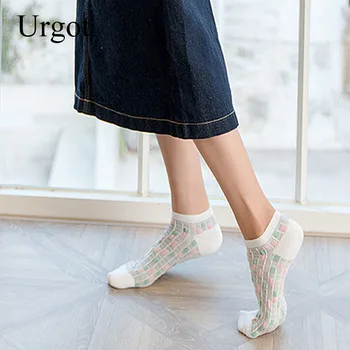 Urgot 5 Párov dámske Členkové Ponožky 2020 Módne Mozaika Mozaika Ženy Ponožky Japonský Wild Bavlna Loď Ponožky Calcetines Meias Sox