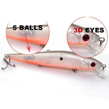 Nová 14 cm 23g Rybárske Lure Minnow ťažké, Umelé návnady s 3 háčikmi rybárske náčinie, 3D oči peche pesca