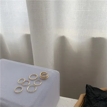 Mimoriadne Ručné Gold Silver Slim 7 Kus Vyhovovali Krúžky Studený Vietor Minimalistický Multi Dielna Sada Šperkov pre Dámy Denné Nosenie