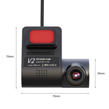 V2 Auta DVR Kamera Android USB Auto Digitálny Video Rekordér Videokamera Skryté Nočné Videnie Dash Cam 170° Široký Uhol Registrátora