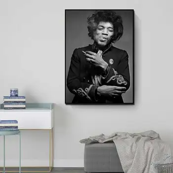 Jimi Hendrix Plagát, Tlač Slávny Spevák Tlač, Rocková Hudba Legendy Vintage Fotografie Čiernej a Bielej Plagáty na Stenu Umenie Maľba