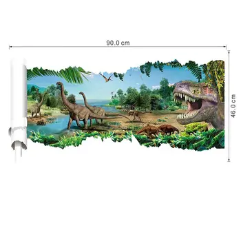 Dinosaurov 3d Rozbité Otvor Samolepky na Stenu Domáce Dekorácie Diy detská Izba Zvieratá nástennú maľbu Umenie Pvc Plagáty Olúpeme A Držať Chlapci Odtlačkový