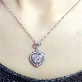 Srdce Milovníkov Sľub Prívesok Diamond cz Reálne 925 sterling silver Zapojenie Svadobný náhrdelník Prívesok pre ženy, Svadobné Šperky