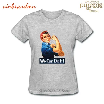 Dokážeme To! Dámy Čaj Rosie Na Riveter Plagát T-shirt Ročníka Art Print Značky oblečenie dámske Hipster Krátke Sleeve Tee Topy