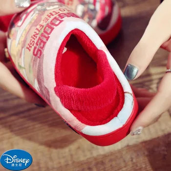 Disney baby papuče zimné hrubé teplé vnútorné roztomilý domova non-slip auto cartoon rodič-dieťa bavlnené papuče