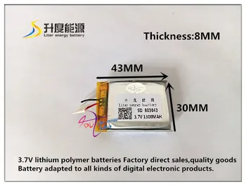 Najlepšie batérie značky 3,7 V lítium-polymérová batéria 803043 083043 MP4 Bluetooth malé zvuk 1300MAH