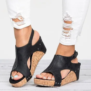 Ženy Sandále 2020 Platformu Sandále Kliny Topánky Pre Ženy Podpätky Sandalias Mujer Letné Topánky Kožené Klinové Podpätky Sandále 43