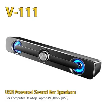 V-111 Počítač Reproduktor USB Káblové Silný Bar 9D Stereo Subwoofer Bass 2 Reproduktor Pre PC, Notebooku, Telefónu, Tabletu Priestorový Zvuk Box
