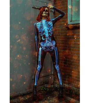 Strašidelné Fantázie Jumpsuit Kostra Unisex Halloween Kostýmy Pre Ženy Lebky Cosplay Muž Gotický Strašidelné Upír Diabol Karneval Party