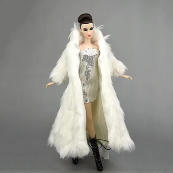 Bábiky, Príslušenstvo Pre Bábiky Barbie Oblečenie Vetrovka Šaty Zimné Super Dlhá Srsť Biela Srsť & Strieborné Šaty Módne Oblečenie Pre 1/6 Bábika