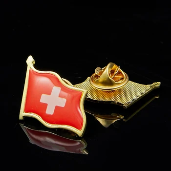 10PCS Švajčiarsko Kovové Vlajka Klopě Pin Odznaky Pre Šaty Butterfly Klip Nastaviť Brošňa Odznak