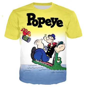 Komiksu, Anime Popeye t shirt 3D Tlač Rock tričko Muži Ženy Bežné Streetwear hip hop oblečenie harajuku Topy Camiseta Hombre 5XL
