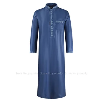 Muži Tradičné Moslimské Jubba Thobe Arabská Islamská Solídne Oblečenie Na Jeseň Fashion Kaftan Šaty Saudská Arábia Dubaj Abaya Dlhé Šaty
