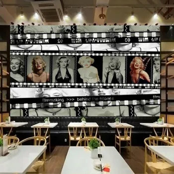 Vlastné Nostalgický Film Verziu Monroe 3D Foto Tapety pre Reštaurácia, Bar Priemyselné Dekor Pozadí nástenná maľba na Stenu Papier 3D