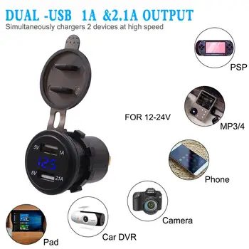 WUPP 5V 2.1/1A Duálny USB Nabíjačka do Auta LED Displej Univerzálny Telefónne Zásuvky pre zapaĺovač Adaptér Digitálny Voltmeter 12-24V