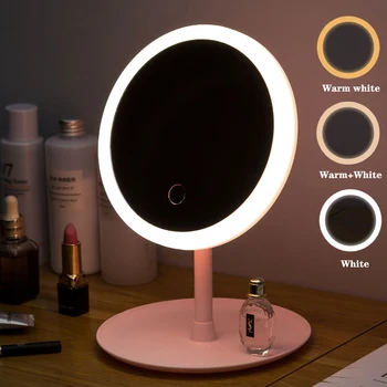 LED make-up Zrkadlo Svetlo Márnosť Svetlo Nastaviteľné Dotyk Stmievač USB Nabíjateľné Prenosné Ringlamp svetlo spálňa bielizníka led lampa