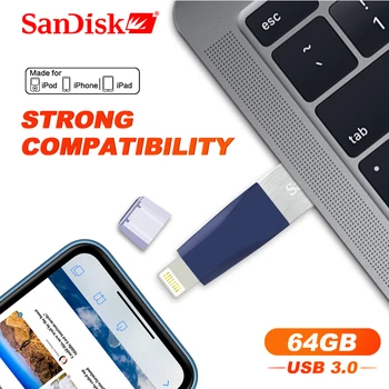 SanDisk USB Flash Drive128GB 64GB OTG USB3.0 SDIX40N Pero Disku 256 GB lightning USB kl ' úč pre iPhone, iPad, iPod APPLE Pfi