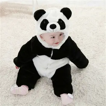 Baby Panda Teplé Zimné Kombinézach Celkovo Romper Zvierat S Kapucňou Romper Deti, Chlapec A Dievča, Lezenie Pyžamo Oblečenie Oblečenie