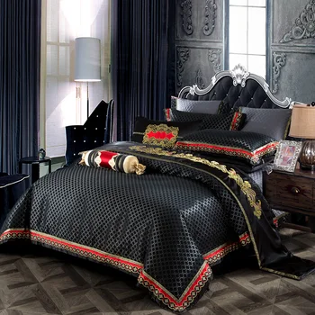 Luxusná posteľná bielizeň z Egyptskej bavlny nastaviť Európskej žakárové obliečky kryt nastaví 4/6/10pcs posteľná bielizeň prehoz cez posteľ obliečky Kráľovná /king size