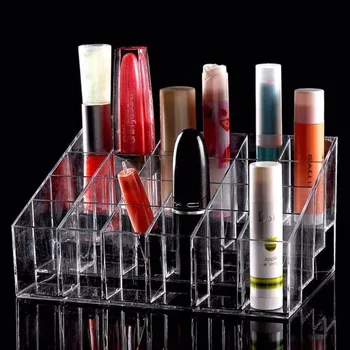 Priehľadný Akrylový 24 Kozmetické Organizátor Make-Up Prípade Držiak Displeja, Stojan Úložný Box Rúž, Kozmetika, Šperky Kozmetické Box