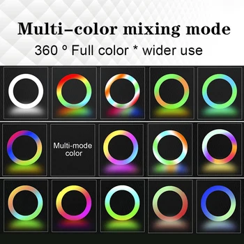 10 palcový RGB LED Selfie Krúžok Vyplniť Svetla s Statív Stojí Fotografie make-up Video Svetlá Multi miešaní farieb