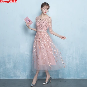DongCMY Nové Krátke Šaty Ples Vestido Elegantný Vzor Ilúzie Party šaty