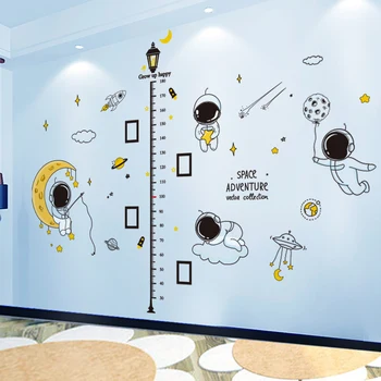 [shijuekongjian] Vonkajší Priestor Astronauti Samolepky na Stenu DIY Výška Opatrenie nástenná maľba Obtlačky pre Deti Izbách Dieťa Spálne Dekorácie
