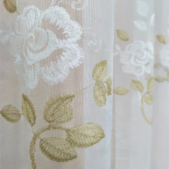 Biely Kvet, Výšivky Tylu pre Obývacia Izba Okno Závesy Panel Ldyllic Eleganciu Biele Obyčajné Priadza X-M151#30