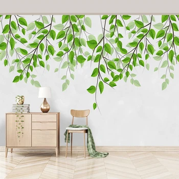 Vlastné Zelené Listy Veľké Nástenné Moderný Minimalistický Dizajn Interiéru Obývacej Izby, Spálne, Nočné Pozadí Nástenné Maľby, Tapety