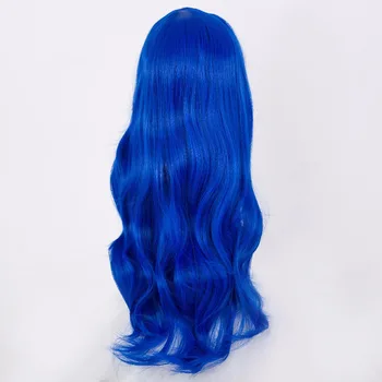 Cos-play Parochňu Fei-Zobraziť Tepelne Odolných Syntetických Vlákien Dlhé Vlnité Diamond Blue Vlasy Perruque Strany Žien Cartoon Úlohu Hairpiece