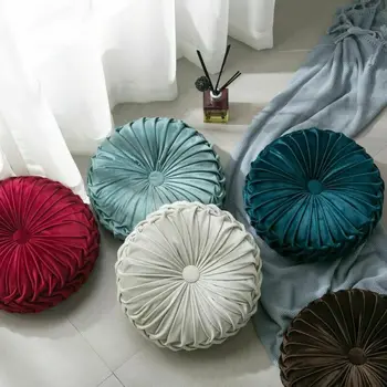 Najnovšie Bytový Textil Velvet Skladaný Kolo Farbou Vankúš Pouf Hodiť Domov Mäkký Vankúš