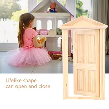 Deti sa tváriť, že Hrať Hračka Nábytok, Hračky, 1:12 Doll House Nábytok Simulácia Miniatúry DIY Drevené Spire Dvere, Nábytok, Doplnky