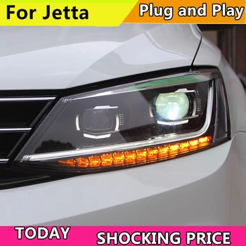 Auto Styling Svetlometu pre VW Jetta LED Reflektor Vedúci svetlo 2011-2017 VW Jetta LED Denných prevádzkových Svetlo LED DRL Bi-Xenónové HID