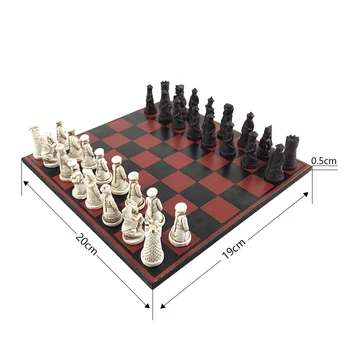 Yernea Hot Starožitné Šach Hra Vintage Živice Šach Realisticky Kusov Samostatných Šachovnica Hra Vzor Šach Box Darček