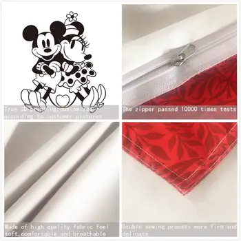 Čierna a biela Cartoon Mickey posteľná bielizeň Minnie nastaviť Obliečky Obliečky Kryt obliečka na Vankúš Tlač bytový Textil Posteľná Bielizeň Deti darček