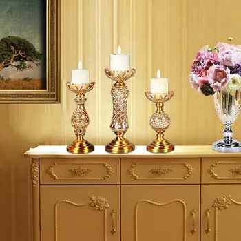 Európa Krištáľové Svietniky Zlatá Sklo Svietnik Faroles Para Velas Svadobné Candelabra Luxusné Domáce Dekorácie Príslušenstvo