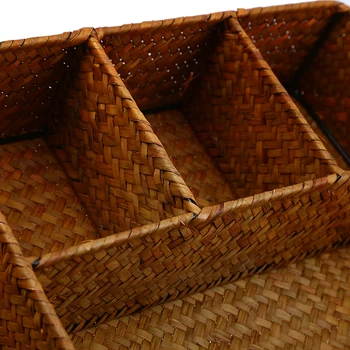 5 Girds Veľké Seagrass Úložný Box Drobnosti Kontajner Prípade, Ručné Skladovanie Kôš Kuchyňa Organizátor pre Domáce Kancelárske potreby