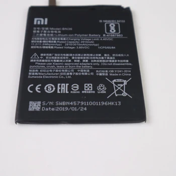 Xiao Nový, Originálny Telefón Náhradné Batérie BN36 2910mAh pre Xiao Mi6X/MiA2 Batérií s voľným nástroje