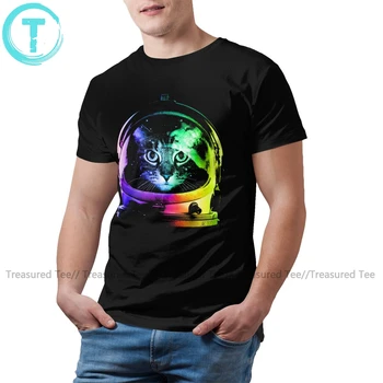 Priestor Mačky T Shirt Astronaut Cat T-Shirt Je Bavlna Printed Tee Tričko Zábavné Mužské Tričko Basic