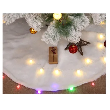 Biely Plyšový Vianočný Stromček Sukne Kožušiny Koberec Úpätí Vianočný Strom Koberec Pod Stromček Nový Rok Dekorácie pre Domov Strom Sukne Deco