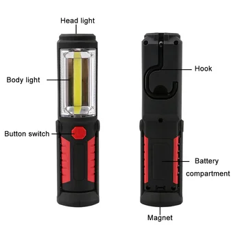 Prenosné Magnetické COB LED Pracovné svetlo Blesku Pochodeň Svetla Batérie Baterka Perá, Vrecko Svetlá Baterky Čipu Flash Light
