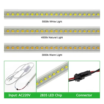 SMD2835 LED Trubice AC220V 8W Vysoký Jas Tvrdé, Neohybné, LED Strip Baru Svetlá 50 cm 72LEDs Energeticky Úsporné LED Žiarivky Nastaviť